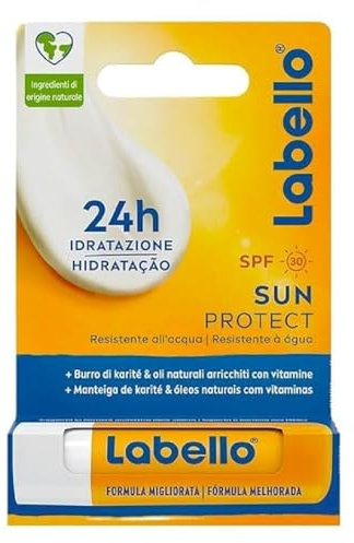 Labello Sun Protect Burrocacao labbra SPF50 4.8 g, Balsamo labbra con filtri UVA/UVB, cera d'api e oli naturali, Burrocacao protezione solare 50 idratante per 24 ore