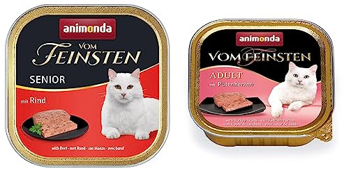animonda Vom Feinsten Senior, Nassfutter für ältere Katzen ab 7 Jahren & Nassfutter Katze Adult - mit Putenherzen 32 x 100g - hochwertiges Premiere Katzenfutter Nass getreidefrei