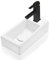 Lavabo Pequeño Colgante para Invitados - Mini Lavabo de Cerámica para Cuarto de Baño, Orificio para Grifo Derecho, Sin Válvula de Drenaje Desplegable, 37 x 18,5 x 9 cm