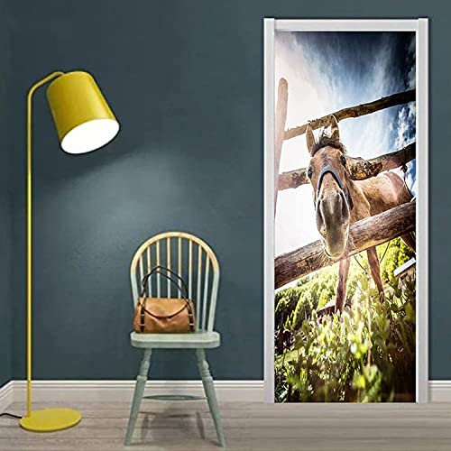 Türaufkleber Türtapete Selbstklebend Tierisches Pferd 85 X 215 Cm 3D Türposter Fototapete Türfolie Wasserdichte Abnehmbare Türtapete Innentür Schlafzimmer Home Deko - Türwandaufkleber