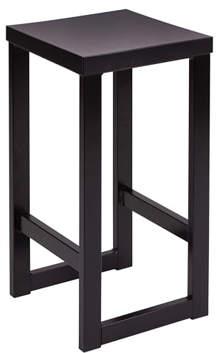 Barhocker Holz 62 cm Sitzhöhe, Barstuhl mit Metallgestell, Holzhocker Massiv mit Sitzfläche 30x30 cm, Stärke 3.5 cm, Barhocker Schwarz