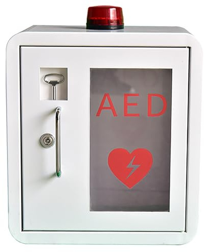 AED Defibrillator Storage Cabinet,Wall-Mounted Cardiac Defibrillation Alarm Box,with Key and Alarm System,for Home, Office, Nursing, Bus（40 * 35 * 20cm）