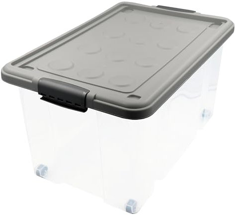 HRB Aufbewahrungsbox mit Rollen und Deckel Lagerbox Box Korb, Kiste (60 Liter, 1, stück)