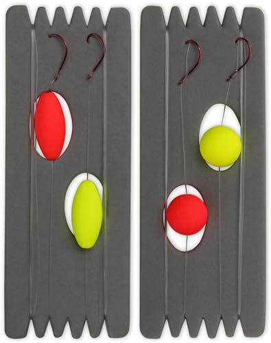 Storfisk fishing & more 4 Forellen-Vorfächer aus Fluorocarbon mit Aufwickler, Pilotkugel und Angelhaken, Größe:10