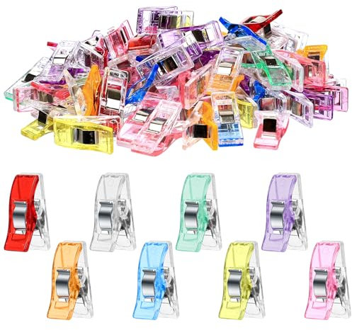 130 Stück Nähklammern, Stoffklammern zum Nähen Clips, Mehrfarbig Kunststoff Klammern Nähclips für Nähen Zubehöre Häkeln Nähmaschinenhelfer Quilting Clip