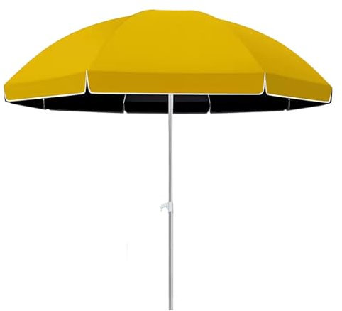 Parasol de Jardin de 200 cm/240 cm/260 cm, Parasol Pliable Rond, Parasol de Terrasse avec 8 Baleines, Sunscreen UV50+ pour Table, Marché, Extérieur(Jaune,220cm/7ft)