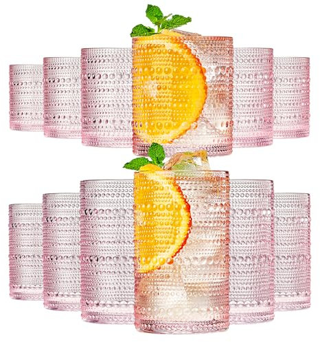 Khen Flower Champagne Glasses Set of 2 – Iridescent 7oz Floral Cocktail Coupes, Elegant Martini, Prosecco & Mimosa Glassware, Perfect for Weddings, Birthdays & Special Occasions (Pink)