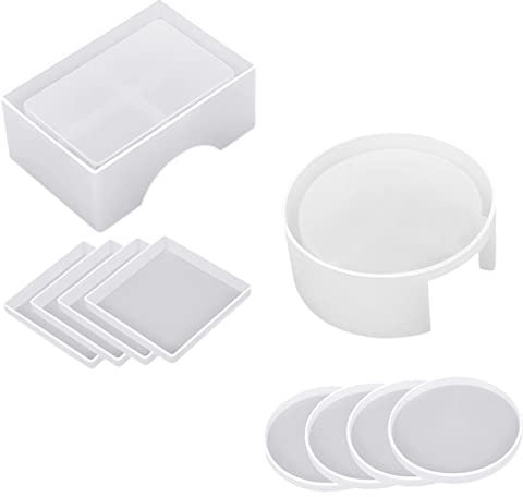 ULDIGI 1 Satz Untersetzerformen Für Epoxidharz Gussform Für Tassenmatten Diy-bastelform Quadratische Und Runde Formen Für Untersetzerhalter