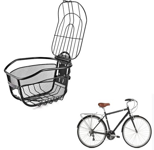 Generisch Fahrradkorb Vorne, Fahrrad Korb Metall mit Fester Halterung, Schwarz Lenkerkorb Fahrrad mit Montagezubehör, Fahrradzubehör