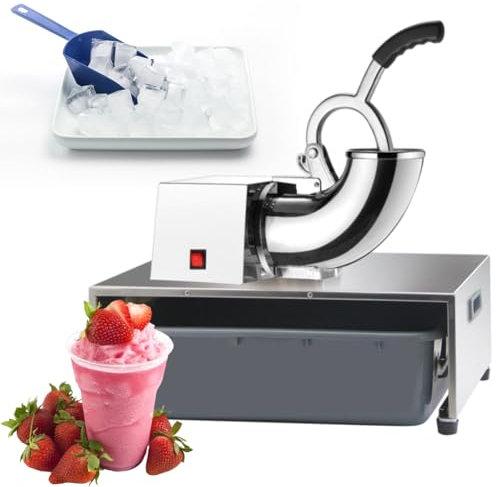 Macchina per Granita Commerciale per Coni di Neve, Tritaghiaccio Elettrico in Acciaio Inossidabile 220lbs/H con Maniglia Antiscivolo per Casa, Ristoranti e Bar,110V