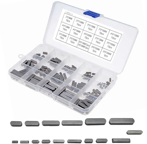 Assortimento di molle di accoppiamento, 140 pezzi di cunei a molla, chiave parallela, 3/4/5/6 mm, set di molle a disco, albero trasmissione parallelo, kit con scatola di immagazzinaggio