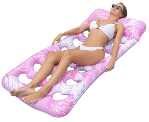Inflatable Pool Floats Lounger for Adults, Pool Float Lounge,Tanning Pool Lounge, Water Floating Recliner Chair, with Water Flow Holes, for Swimming Pool, Sunbath Tanning, Summer Beach (Style 1)