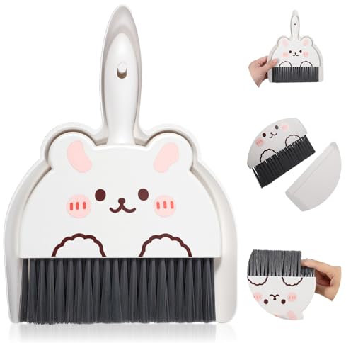 JIYIN Tischbesen mit Schaufel, Mini Besen Tischfeger Tragbare Tischbesen Besen und Kehrschaufel Krümelbürste Tischkehrer für Küche Wohnzimmer Haustier Reinigung