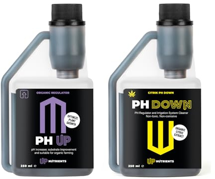UP NUTRIENTS Pack régulateur PH UP & DOWN 250 ml pour plantes | Augmente et amincissant pH sol, cultures et fleurs | Correcteur soulevé et abaisseur 100 % biologique adapté à l'agriculture biologique