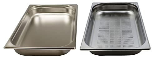 Dampfgaren Set gelocht GN 1/1 Gastronormbehälter aus Edelstahl 8,5 Liter Tiefe 65mm