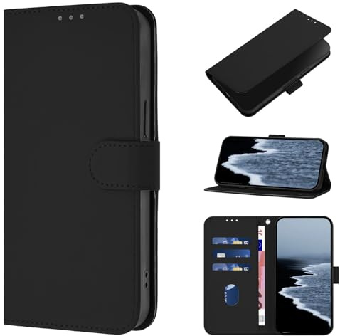 CASEONJAN für iPhone SE 2020 / SE 2022/8 / 7 Hülle, PU Lederhülle Schutzhülle Klapphülle, Stoßfestes Flip Cover Wallet Case für iPhone SE 2020 / SE 2022/8 / 7 Handyhülle (Schwarz)