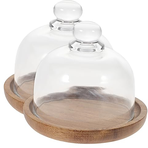 Hemobllo 2 set Espositori Dolciumi in Vetro e Piatto Trasparente con Alzata per Torte e Dessert Contenitore per Buffet e Feste Capienza Design e Resistente