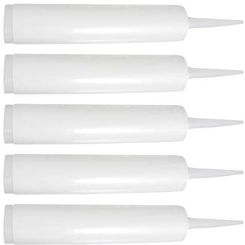 Vaguelly Lot De 5 Tubes De Mastic Vides Rechargeables Tube De Mastic Vide Pour Pistolet À Calfeutrer Embout Ajustable Pour Jointoiement De Carrelage Réparation De Fissures Et Fuites Maison