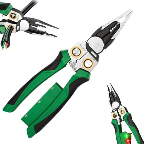 8 in 1 Wire Strippers Electricity Measurement Function,8in1 Wire Stripping Pliers for Cutting and Pulling Wires,Cable Scissors for Scraping and Pressing Wires with Voltage Test