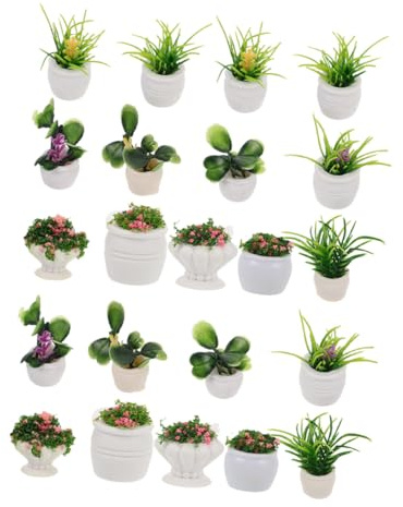 Yardwe 22 Pièces Miniatures Bonsaïs Décorations de Jardin Miniatures pour Maison de Poupée Plantes Artificielles Réalistes pour Micro Paysage Accessoires Polyvalents pour Loisirs Créatifs
