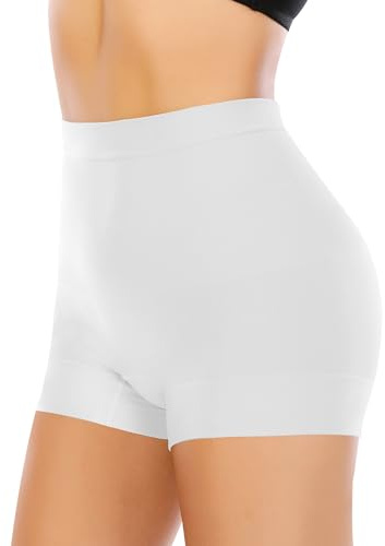 YARRCO Braga Faja Reductora Mujer Invisible Faja Pantalon Adelgazante Vientre Plano Braguitas Moldeadoras Cintura Alta Cintura Media Shapewear Shorty Control de Abdomen Sin Costuras (#01 Blanco,M)