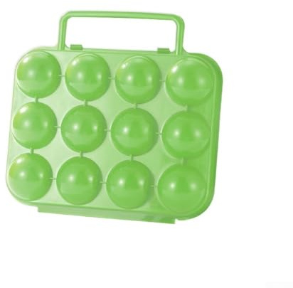 Honseadek Boîte de rangement à œufs en plastique ABS avec poignée pour camping, pique-nique et randonnée – Boîte à œufs à 12 emplacements pour voyage en plein air (vert)