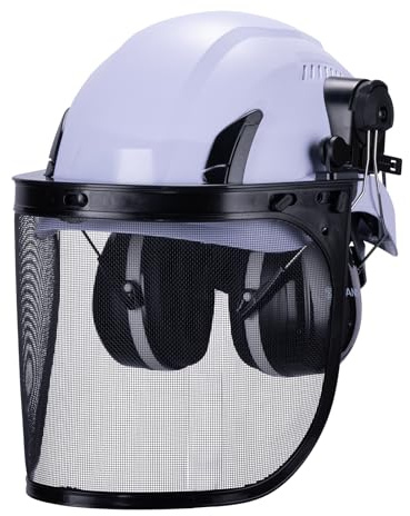 EcoPro Forestry Kit - ANSI Z89.1 Type I Class C Vented - Forestry Helmet Kit with Faceshield & Earmuffs - 3 in 1 Ideal for Arborists - White