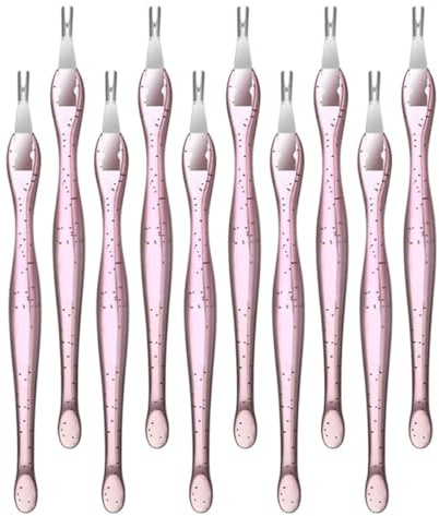 Kit de Grattoirs à Cuticules 10 Pièces Rose Pp Acier Inoxydable | Fourches pour Peaux Mortes, Usage Maison ou Salon D’ongles, Accessoires de Manucure et Pédicure