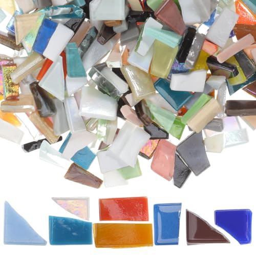 KICHOUSE 1 Sac Tesselles Mosaïque Verre Irrégulier pour Artisanat DIY Matériaux Colorés Polyvalents pour Bijoux Décoration et Projets Créatifs Couleur Aléatoire