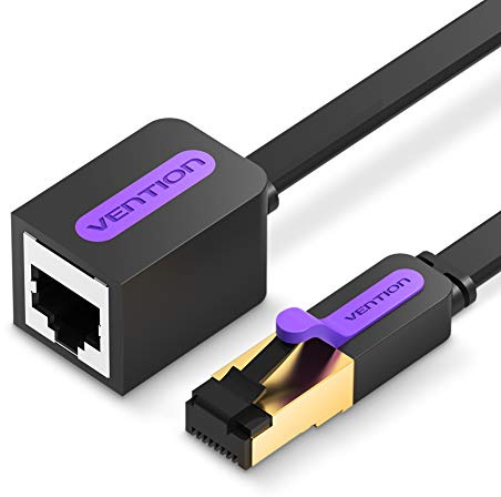 Vention 1m Cat7 Prolongateur Câble Ethernet RJ45, Câble Rallonge Ethernet Haut Débit - 10Gbps, Câble Réseau RJ45 Mâle à Femelle, Cat7 Lan Cordons RJ45 Blindés Connecteur Cat 6 /Cat 5e /Cat 5