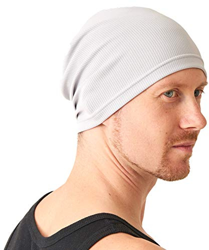 CHARM Hombres Deportes Gorros Beanie - Ligero Peso Sudor Absorción Damas Buena Forma Correr Ciclismo Gimnasio Activo Ponerse Gris Claro