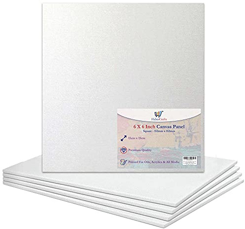 6 x 6 tum / 15 x 15 cm kanvas panel sträckt tom duk bräda grundade konstnärstavlor 100% bomull för oljemålning akrylmålning blandade medier vita dukar målningspanel (6 x 6 tum - 5 brädor)