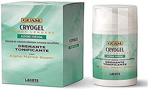 Guam Cryogel mit Erfrischender, entwässernder und straffender Wirkung für leichte Beine, Gel mit Guam-Algen, das die Hautdurchblutung anregt, Made in Italy, 100ml Verpackung