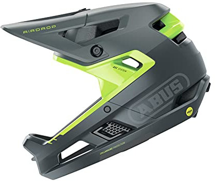 ABUS Fullface-Helm AirDrop MIPS - MTB: Downhill, Freeride und Enduro - Mountainbike-Helm mit optimierter Belüftung und Ambient Sound Channel - für Erwachsene, Grau, Größe S/M