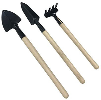 XPEX 3 Stück Mini-Gartengeräte-Set - Kleine leichte Harke Schaufel - für Mini-Pflanzen Sukkulenten Topfpflanzen Bonsai Werkzeuge Gartenarbeit