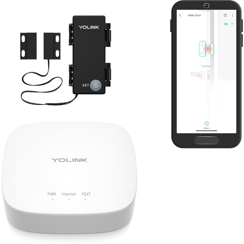 YoLink LoRa Smart Outdoor Contact Sensor & Hub Starter Kit, Gate & Shed Door Sensor, Universal Contact Lock Sensor, Email/SMS/Push Notifications, 1/4 Mile Open Air Range, Alexa, IFTTT, Home
