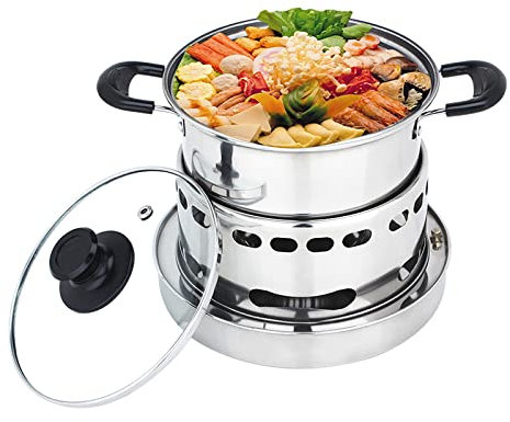 Camping Spirit Cooker, Camping Cookware Set, Portable Camping Stove With Pot, Alcohol Stove for Indoor Use Alcohol Heater