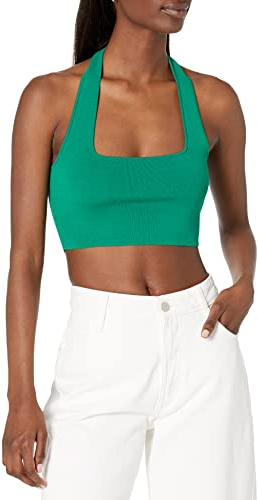 The Drop Greta Fitted Square-neck Halter Sweater Bralette pour Femme, Vert Outremer, XS