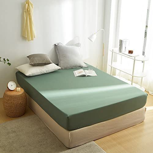 Sedefen Jersey Premium Spannbettlaken 180x200cm Boxspringbett Topper Mikrofaser Superweiches Bettlaken Spannbetttuch Leintuch Salbeigrün für Matratze bis 30 cm hohe