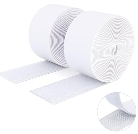 SUTOUG Ruban adhésif double face à crochets et à boucles, 50MM x 3M Ruban adhésif autocollant, bandes robustes, ruban à emboîtement pour cadres de photos, moustiquaires, tapis, bricolage - Blanc