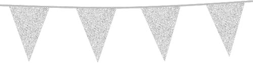 Guirlande de fanions à paillettes argentées 6 m