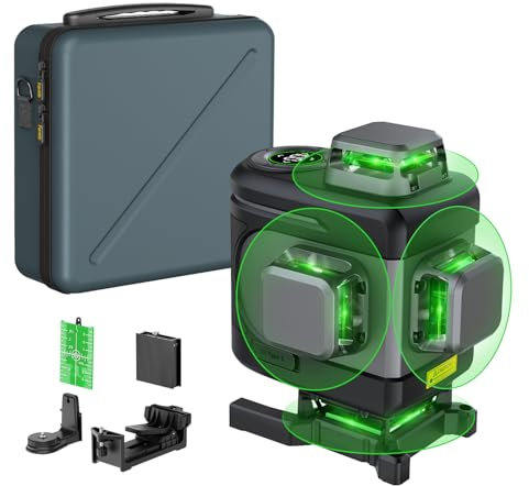 Fanttik D16 APEX Kreuzlinienlaser Grün 4x360°, 16 Linien Selbstnivellierender Linienlaser mit LED-Bildschirm, 5200 mAh Batterie Wiederaufladbar, Impulsmodus, Magnetische Unterstützung