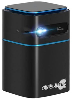 SIMPLETEK – Mini Proiettore DLP Fino a 4K Android portatile con batteria 7000mAh | Screen Mirroring | HDMI compatibile per PS5, Xbox, PC, Streaming