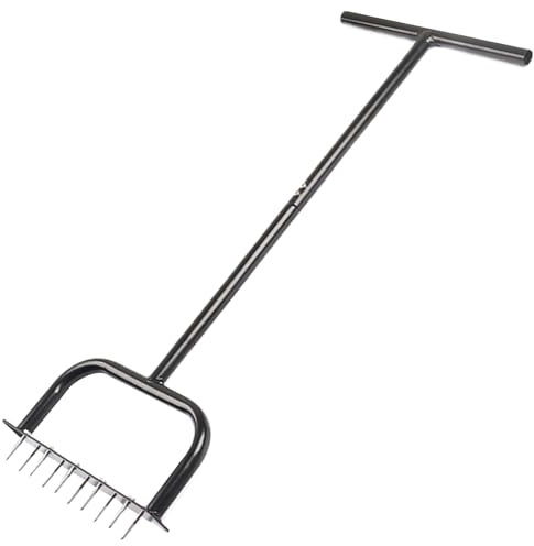 SMELEYOU RasenlüFter Aerifizierer für Rasen Lüften Rasenspecht mit Montagezubehör Luftköpfe Rasen TGriff Grasanerator Tragbare Handbuch RasenbelüFter für Rasenflächen & Gartenpflege lockerner Boden
