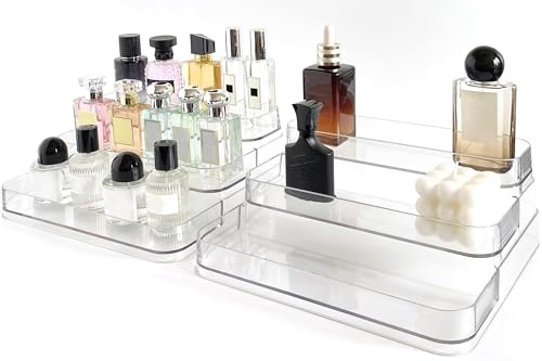 Beekeg 2 Stück 3-Stufig Display Ständer,kartenständer,gewürzregal,gewürz Organizer,Spice Rack,Acryl Display Ständer für Figuren,Schmuck,Cupcake,Lippenstift,Nagellack,Gewürz (3-Stufig)