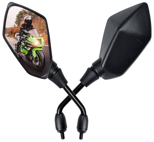 Cretassion 2 specchietti per moto omologati, omologati, M8, con filettatura destra e filettatura sinistra, specchietto retrovisore per moto, compatibile con scooter, ATV, ciclomotori, e-bike