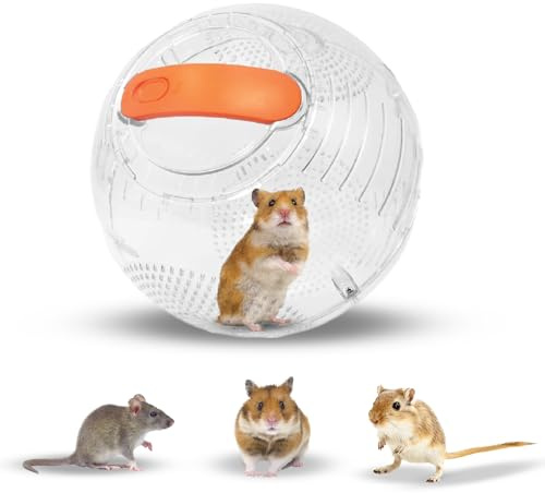Happy Habitats Clear Hamster Exercise Ball (7”) – Sturdy Dwarf Hamster Ball for Safe, Active Play – Ventilated Small Animal Toys for Gerbils, Mice & Other Small Pets – Must-Have Pet Rat Accessories