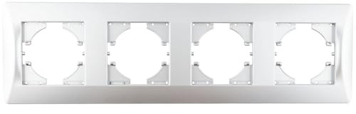 Marco empotrado de titanio, 4 elementos horizontales, ideal para instalaciones eléctricas y montaje en paredes.