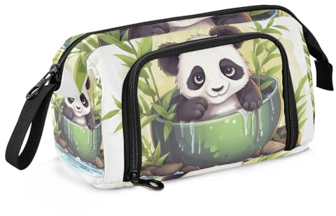Mnsruu Federmäppchen mit großem Fassungsvermögen, Panda im Wassertank, Stiftebeutel, Schreibwaren-Tasche, Schule, Uni, Büro, Organizer für Teenager, Erwachsene, Studenten, Panda im Wassertank,