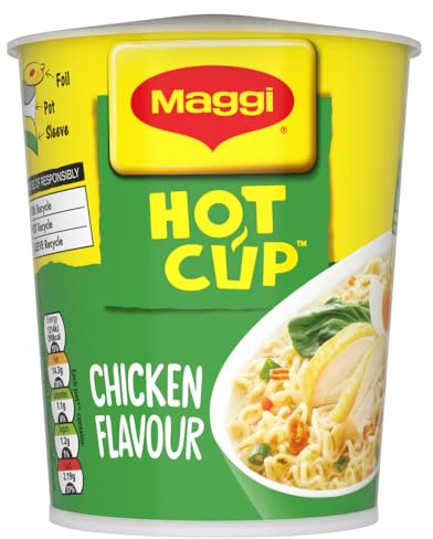 Maggi Chicken Hot Cup Noodles 59g | Multipack of 8 | Convenient instant noodles; chicken flavour; quick preparation; ideal for meals at home or work